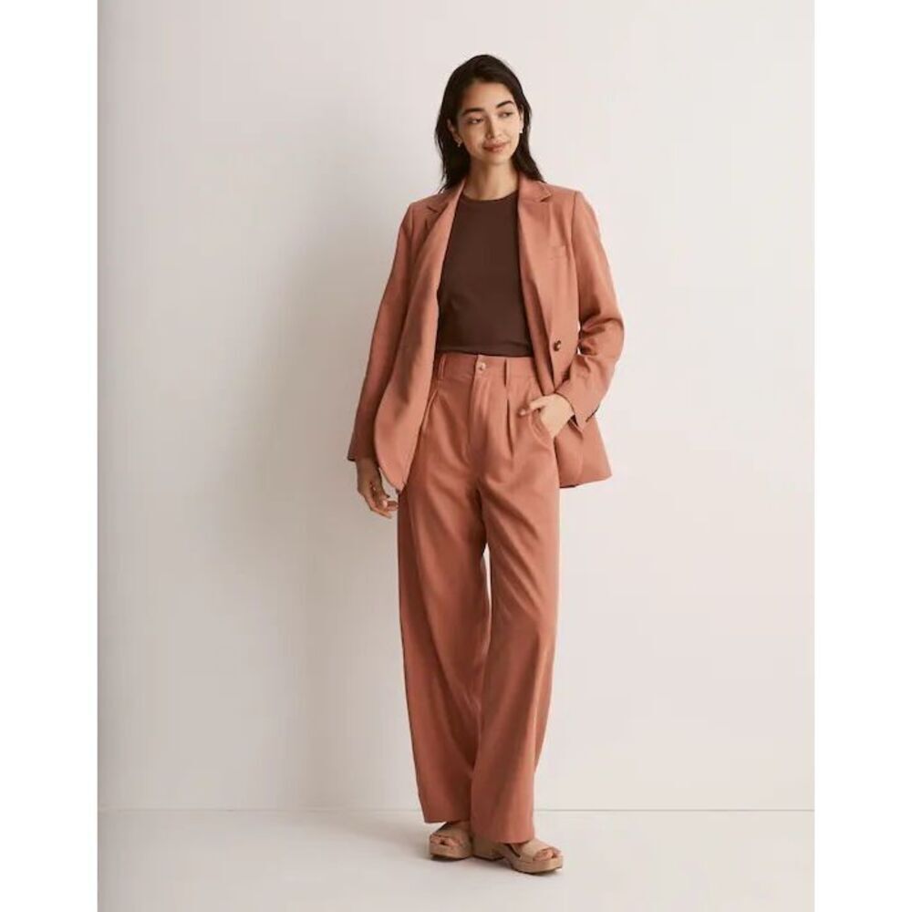 Madewell The Petite Neale Straight-Leg Pant in Drapeweave size 14‎ Dried Rose